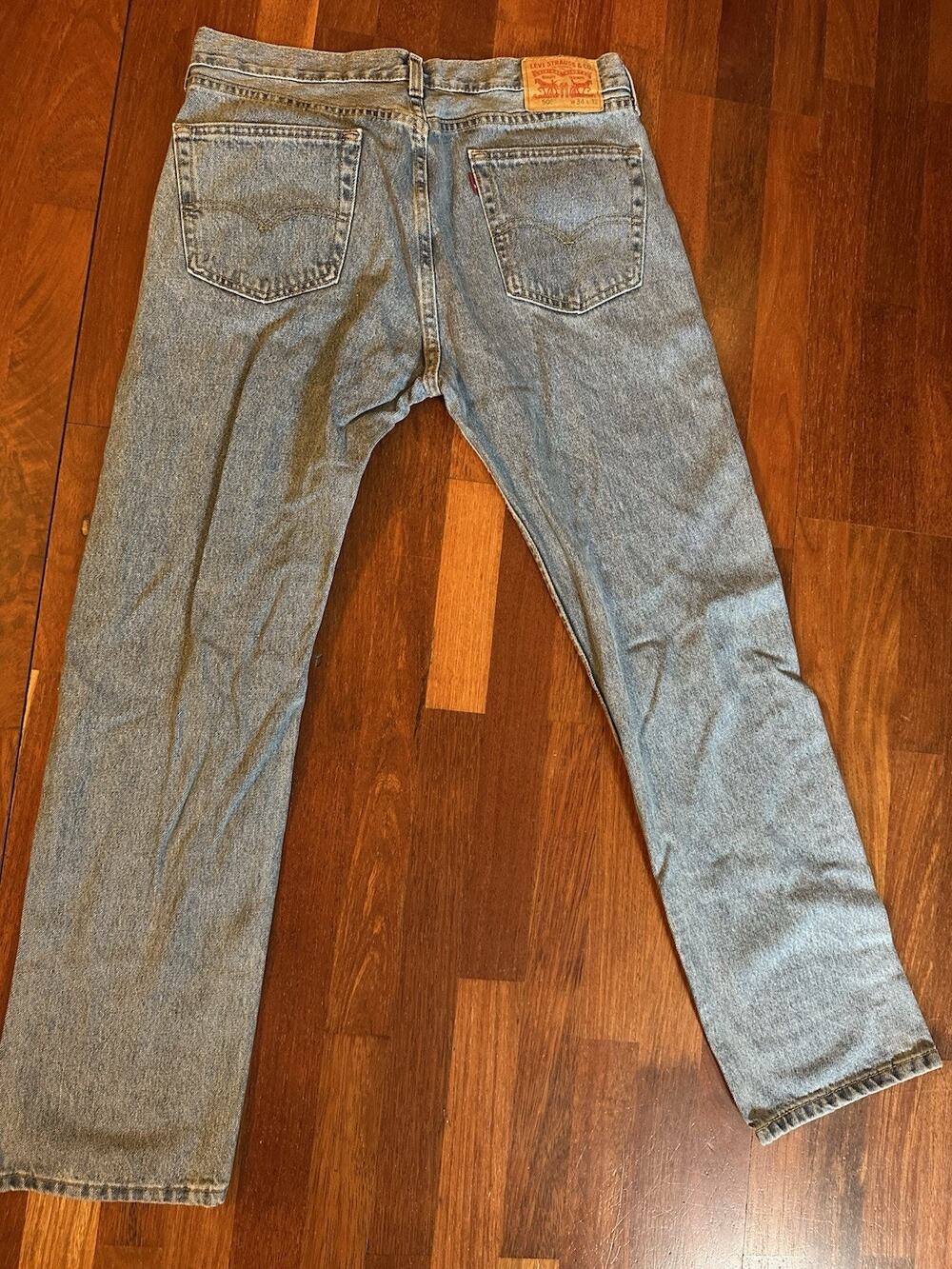 Levi's 505 Jeans Mens Marked 34x32 Light Was Blue Denim Straight Fit Classic